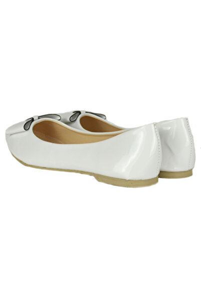 Elis Fashion Balerini albi cu fundita #1435