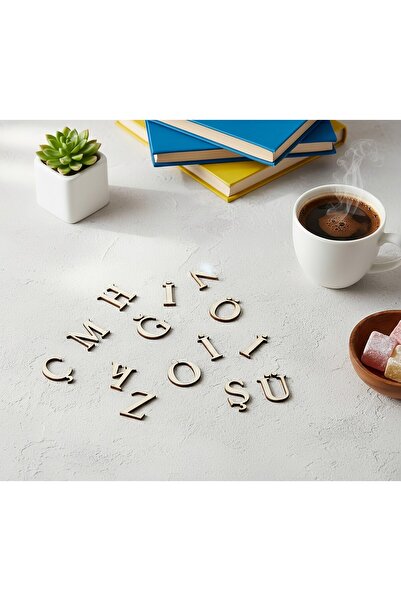 İHRA مجموعة الحروف الأبجدية الخشبية 29 حرفًا - 3 سم، مجموعة حروف تعليمية مقطو...