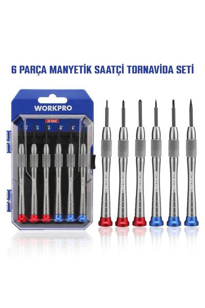 Workpro WP200549 6 Parça Profesyonel S2 Manyetik Saatçi Tornavida Seti