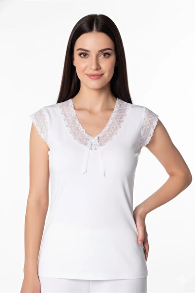 mtm My The Mall Clothing Women's Lace and Stone Half Sleeve Undershirt B636