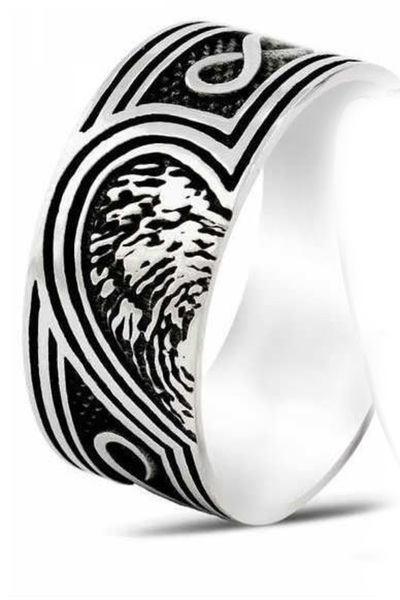 Takı Dükkanı Parmak İzi Kalp Sonsuzluk Taşsız Erkek Gümüş Alyans Söz Nişan Yü...