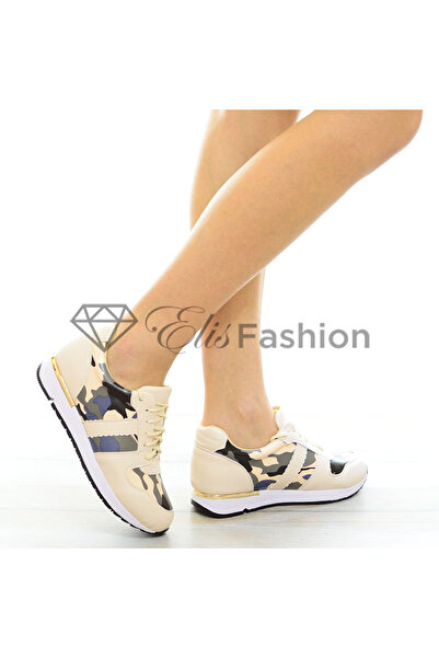 Elis Fashion Beige Sports Shoes with Printed #4151