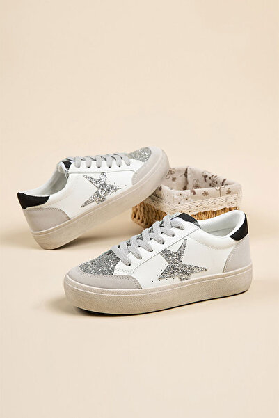 dorbe حذاء رياضي نسائي أنيق برباط، خفيف الوزن، مزين بنجمة لامعة