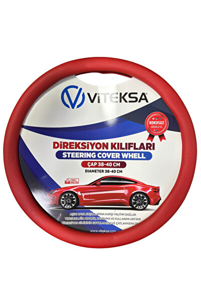VİTEKSA Silikon Direksiyon Kılıfı Kırmızı 38 cm Kokusuz