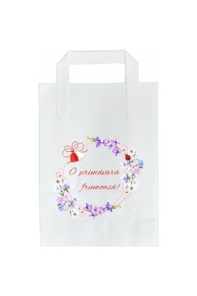 Gamma Print Set 10 pungi cadou martie cu mesajul - O primăvară frumoasă, 18x2...