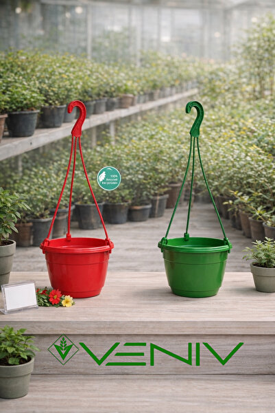 VENİV 2 Adet Askılı Dekoratif Saksı 18 cm Çap Yükseklik 12 cm