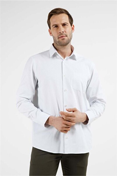 İmza Cămașă albă din bumbac, cu model, guler rigid, mânecă lungă, cu buzunare...