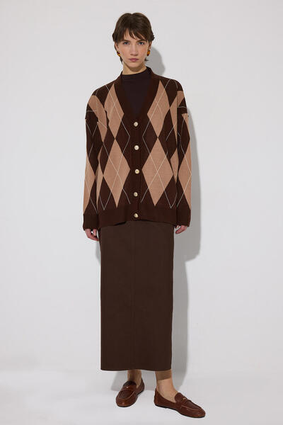 Touché Privé CARDIGAN CU MODEL BACLAVA O supradimensionat