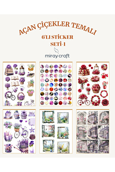 MirayDesign 6 listova seta naljepnica sa temom cvetajućih cveća – 12x17 cm za...