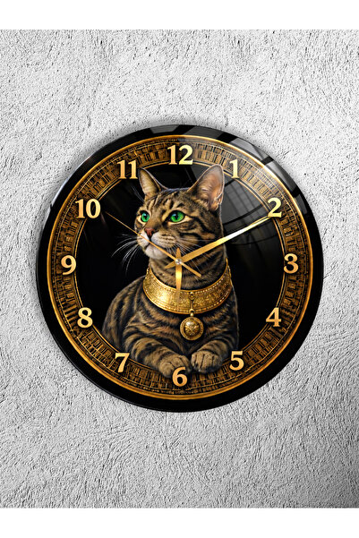 Olinpa Unbreakable Glass Wall Clock, Luxury Home and Office Gift with Cat Fig...