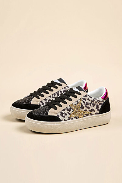 dorbe stylish lace-up women fashionable lightweight sneakers with glitter star