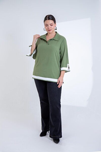 Roxxlen Bluză cu garnitură pentru femei, mărime mare