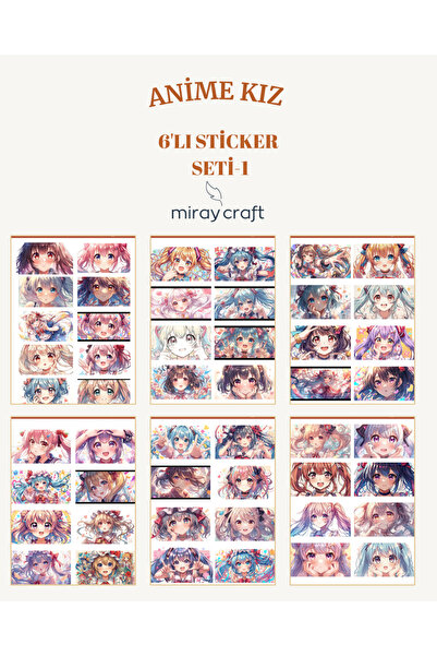 MirayDesign 6 listova seta naljepnica sa temom anime devojke – 12x17 cm za al...