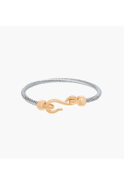 Lifestyle Textured Metal Hook Clasp Bracelet