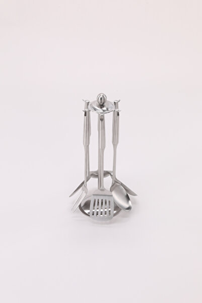 aljahwari 7-piece stainless steel cooking spoon and ladle set with stand