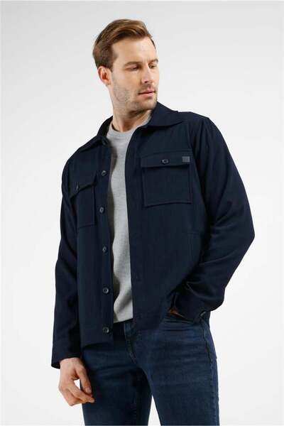 İmza Μπλε ναυτικό μονόχρωμο εύκαμπτο casual παλτό χωρίς σχισμές 1007255150