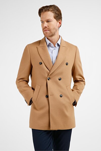 İmza Camel Kılıç Yaka Classic Slim Fit Double Breasted Coat 1008255102