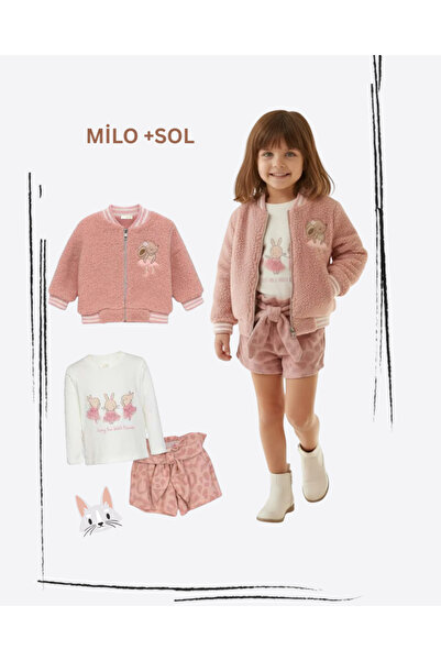 Milo Sol Milo+Sol Kız Bebek Tavşan Nakışlı Peluş Mont– Yeni Sezon