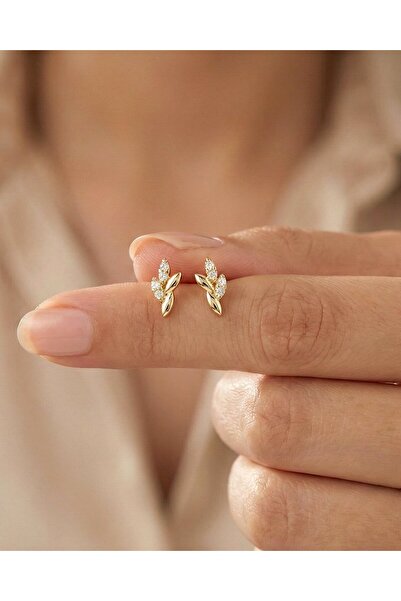 İNDİGO TAKI Minik Başak 14 Ayar Altın Küpe