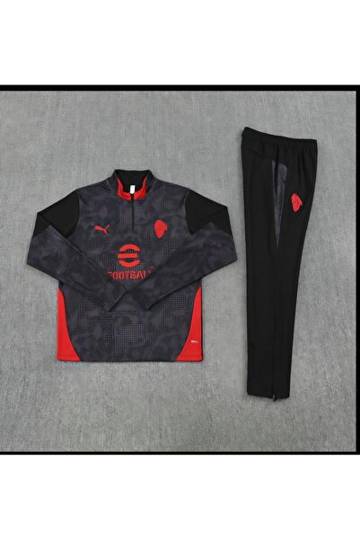 Nobrand طقم نادي اي سي ميلان فنيلة كم طويل مع البنطلون