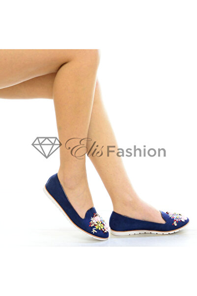 Elis Fashion Navy blue ballerinas with sequins and crystals #4139