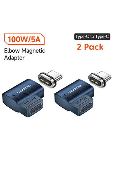 Toocki محول USB C مغناطيسي بقوة 100 واط مع موصل OTG لشاشة LED، قطعتان