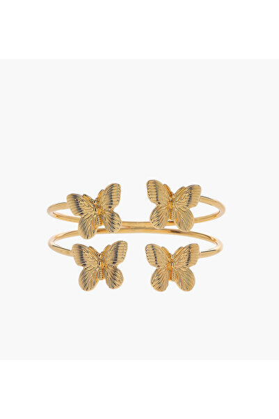 Lifestyle Metal Butterfly Accent Cuff Bracelet