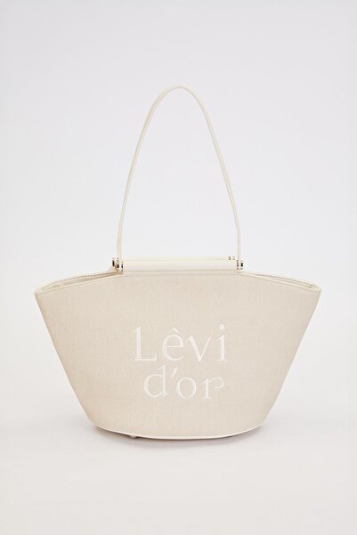 Levidor Cream Fabric Look Shoulder Bag