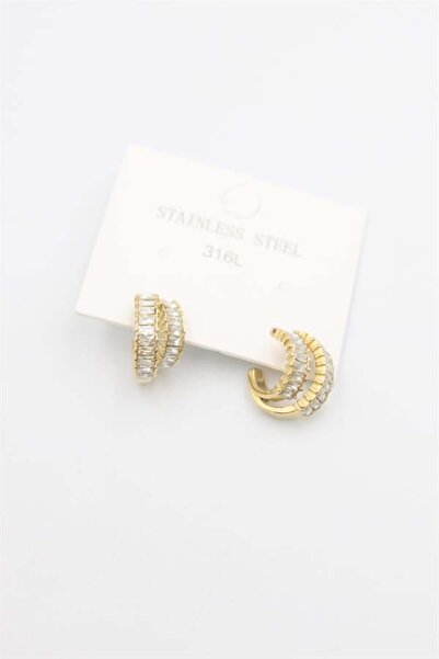 MENESSA Baguette Stone Earrings - Gold
