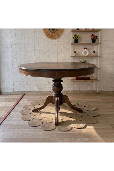 silla Concept Baba Ayaklı Masa Ahşap Yuvarlak Koyu Ceviz Renkli Açılır Masa (...