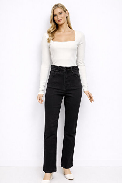 VENA Kadın Marrakesh Black Yüksek Bel Straight Fit Jean Pantolon - Black