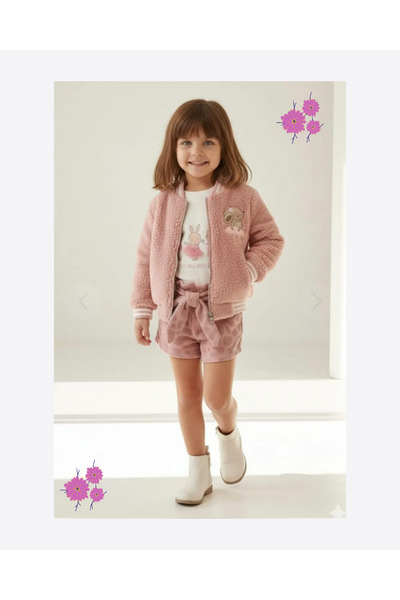 Milo Sol Milo+Sol Kız Bebek Tavşan Nakışlı Peluş Mont– Yeni Sezon