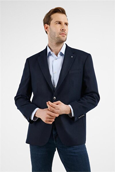 İmza Dark Navy Blue Mono Collar 4 Drop Comfort Fit Jacket 1002255160