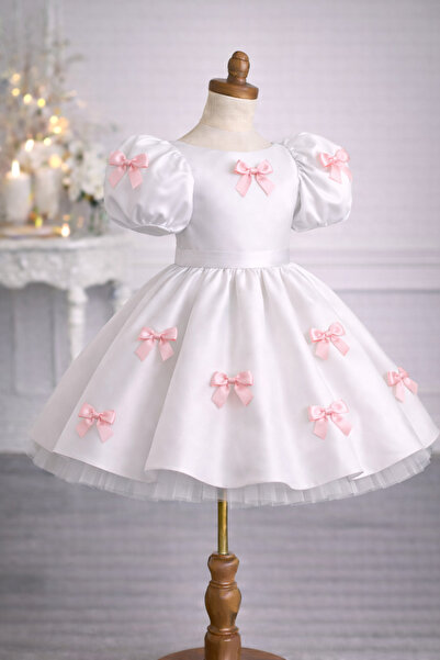 İkrabutikbursa Girl's Bow Detailed Dress, Girl's Graduation Dress