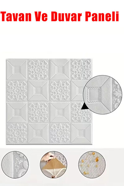 Bien Home 70x70cm Beyaz 3d Dekoratif Kendinden Yapışkanlı Köpük Duvar Kaplama...