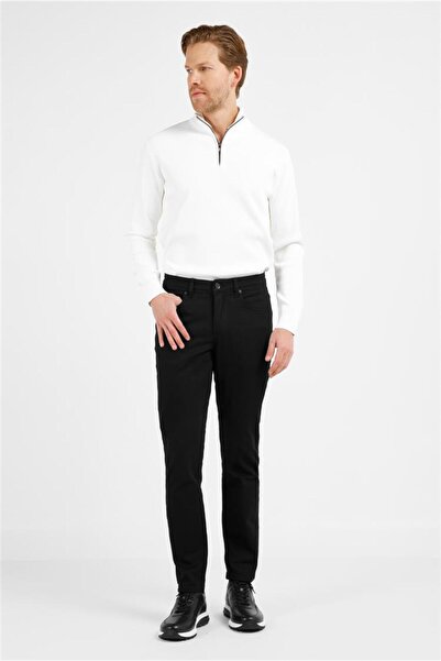 İmza Pantaloni casual din denim, negri, din bumbac, cu 5 buzunare, croială dr...