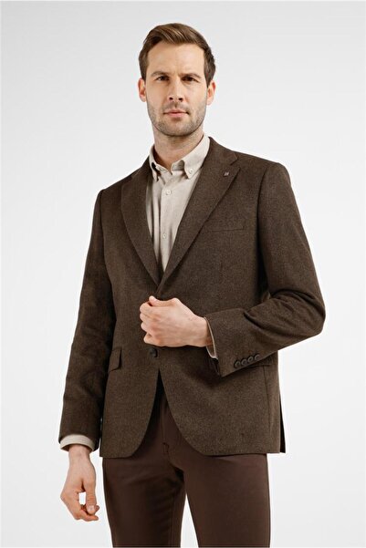 İmza Toprak Mono Collar Plain Pattern 6 Drop Comfort Fit Wool Jacket 1002255161
