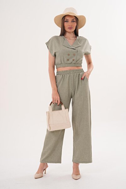 ŞİMAL Costum din două piese pentru femei cu pantaloni scurți și închidere cu ...