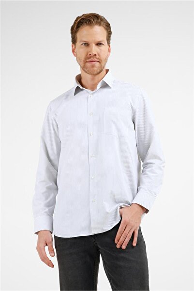 İmza Cămașă din bumbac cu model cu dungi albe și negre, guler rigid, mânecă l...