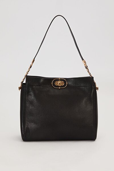 Levidor Black Oval Zippered Shoulder Bag