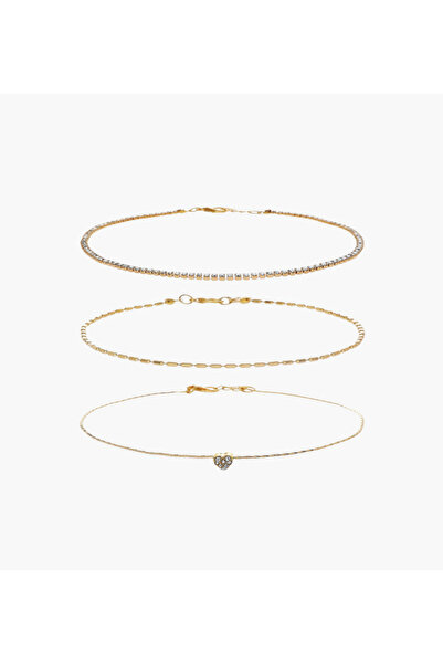 Lifestyle Pack of 3 Metal Embellished Anklet