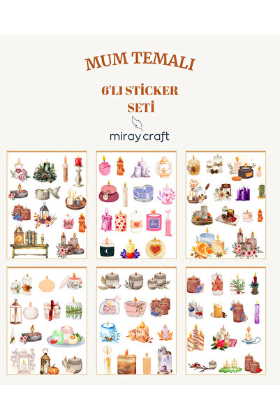 MirayDesign Set od 6 listova naljepnica sa temom sveća – 12x17 cm za albume, ...