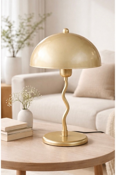 Buiva Modern Zigzag Mars Ajabur Kablolu Masa Lambası Eskitme Gold Sarı Büyük Boy