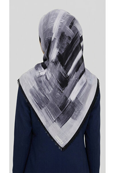 Karaca Eşarp Abstract Patterned Wool Scarf - Black / White