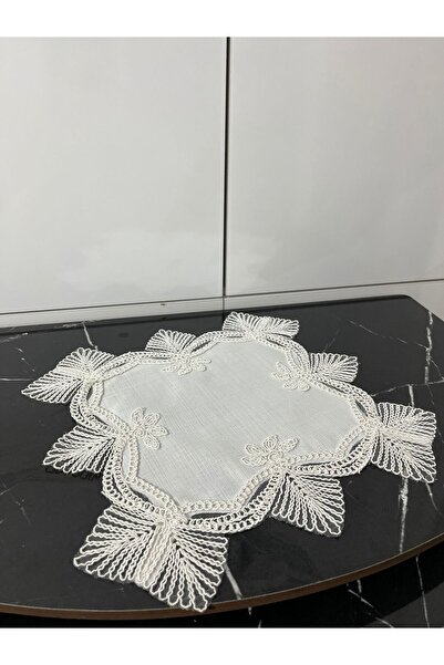 BRL ÇEYİZ HOME غطاء طاولة زيجون فاخر من الدانتيل الفرنسي