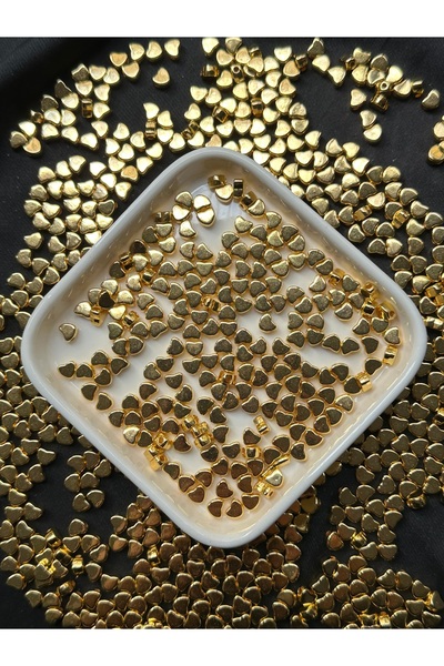 Bijumix Aksesuar 200 Adet Altın Sarı Kalp Boncuk – Gold Dore Ara Aparat Takı ...