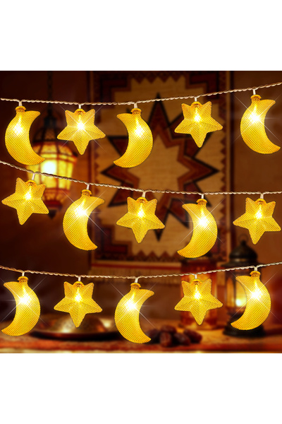 Pomefar Ramadan Lights, 3M 20LED Moon Star Light, Warm White Waterproof Strin...