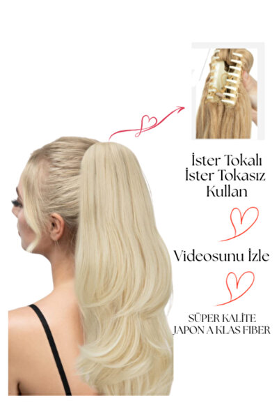 YARAT Plaj Sarısı Hafif Dalgalı Tokalı At Kuyruğu Postiş 56 Cm 150/160 Gram