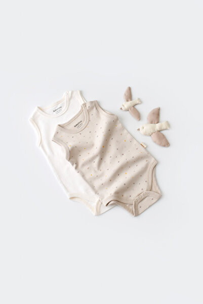 Evelise Σετ 2 unisex αμάνικα κορμάκια για μωρά - 100% βαμβάκι - Creamcubuline...