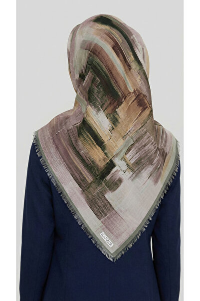 Karaca Eşarp Abstract Patterned Wool Scarf - Green / Khaki